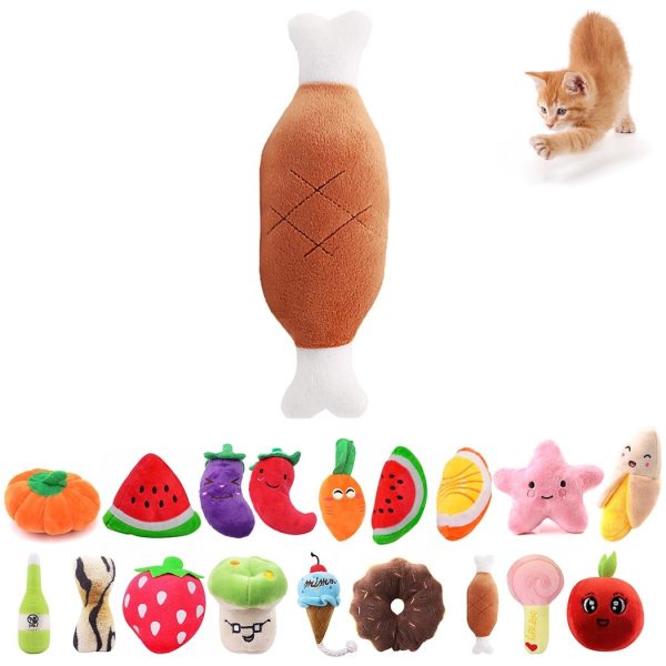 Cat Dog Plush Toys Cartoon Cute Fruit Food