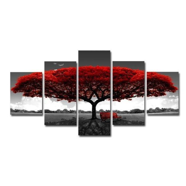 Abstract Red Tree Oil Paintings Print On Canvas Posters