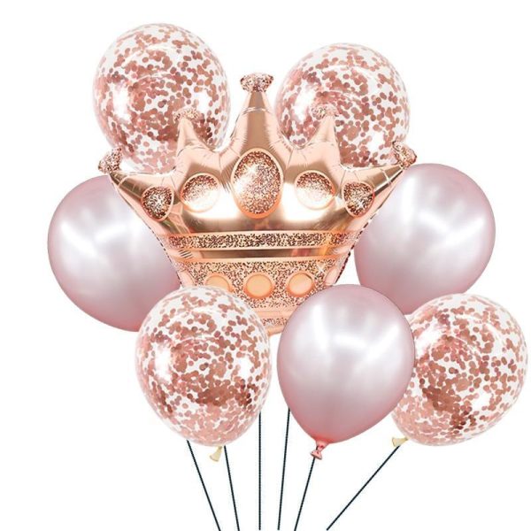 Pack Of  5 Middle Rose Gold Pink Princess Baloons