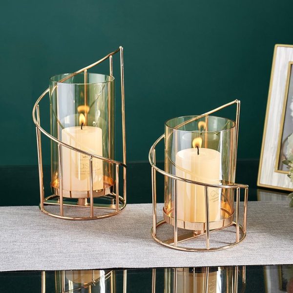 Home Decor Crystal Candle Lantern Gold Candle Holders