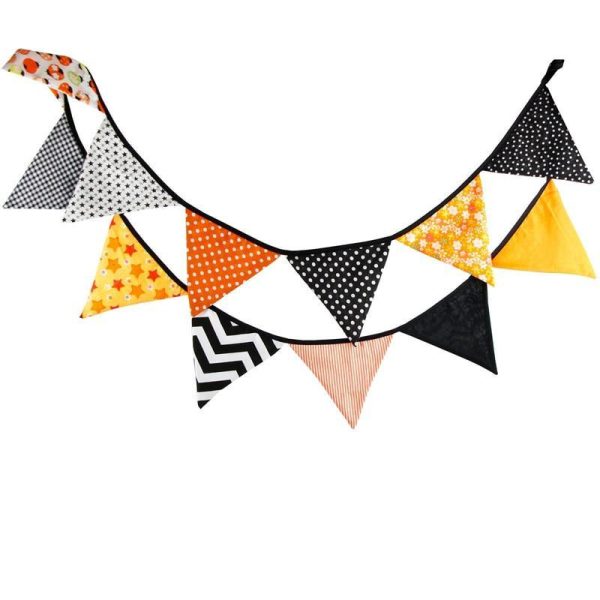 Flags Happy Halloween Cotton Banner