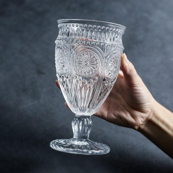 12Pcs Relief Wine Glasses Creative Vintage