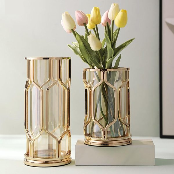 Metal Glass Flower Vase Holder Ins Style